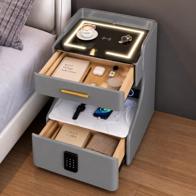 SmartLux Έξυπνο Κομοδίνο με Bluetooth Ηχεία, Ασύρματη Φόρτιση, LED Φωτισμό & Κλειδαριά με Κωδικό