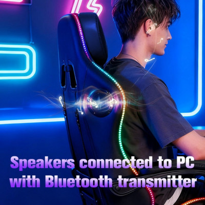 Gaming Καρέκλα Μαύρη/Άσπρη Με Led Φωτισμό, Ηχεία, Μασάζ Και Bluetooth