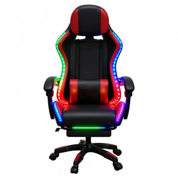 Gaming Καρέκλα Μαύρη/Κόκκινη Με Led Φωτισμό, Ηχεία, Μασάζ Και Bluetooth