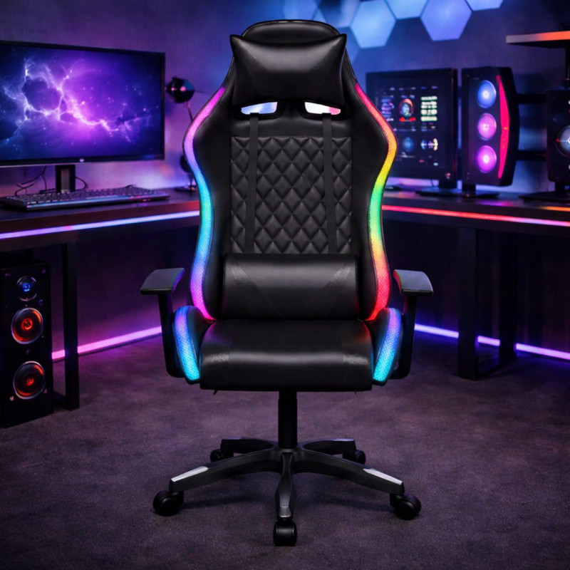 Gaming Chair RGB LED Elite Pro – Μαύρη