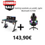 GAMING COMBO SET RGB RED EDITION – GAMING DESK BLACK + RGB GAMING CHAIR BLUETOOTH MASSAGE BLACK WHITE