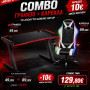 Gaming Combo RGB White Edition – Gaming Desk Black Red 120cm & RGB Gaming Chair Elite Pro White