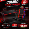 Gaming Combo RGB Red Edition – Gaming Desk Black Red 120cm & RGB Gaming Chair Elite Pro Red