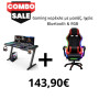 GAMING COMBO SET RGB RED EDITION – GAMING DESK BLACK  + RGB GAMING CHAIR BLUETOOTH MASSAGE BLACK RED
