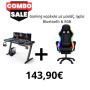 GAMING COMBO SET RGB RED EDITION – GAMING DESK BLACK RED + RGB GAMING CHAIR BLUETOOTH MASSAGE BLACK